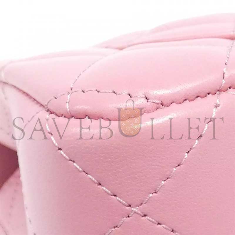 Ch*el quilted top handle mini rectangular pink lambskin as2431 (20*12*6cm)